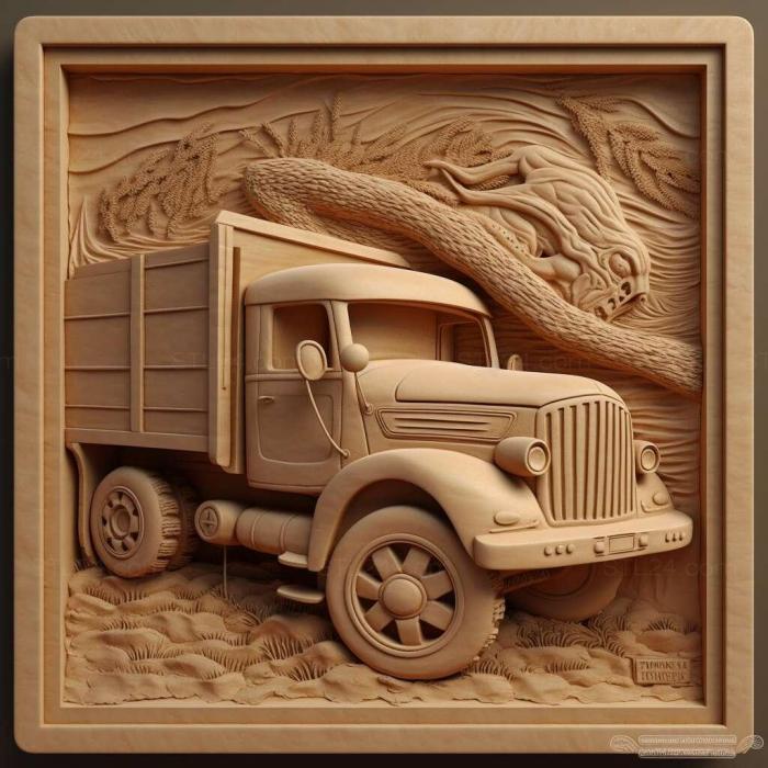 Wall decor (truck 3, 3DWDEC_13813) 3D models for cnc